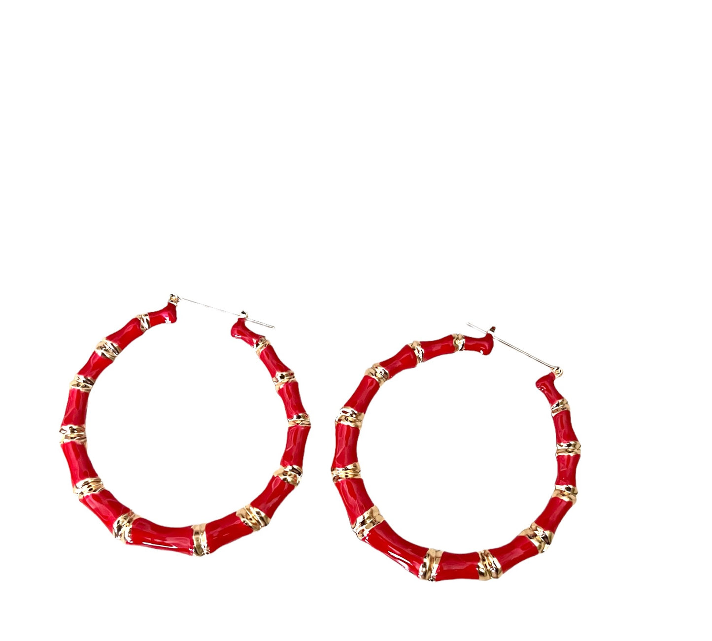Red and Gold Hoop Earrings