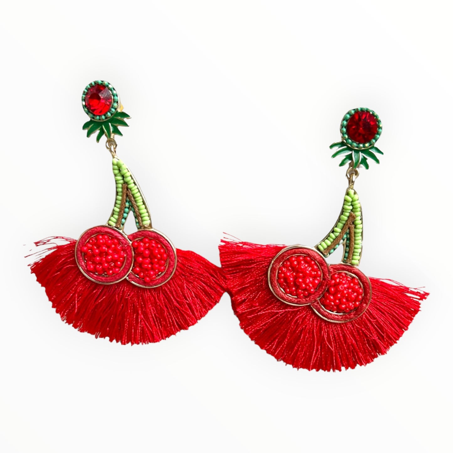 Red & Green Wild Flower Earrings