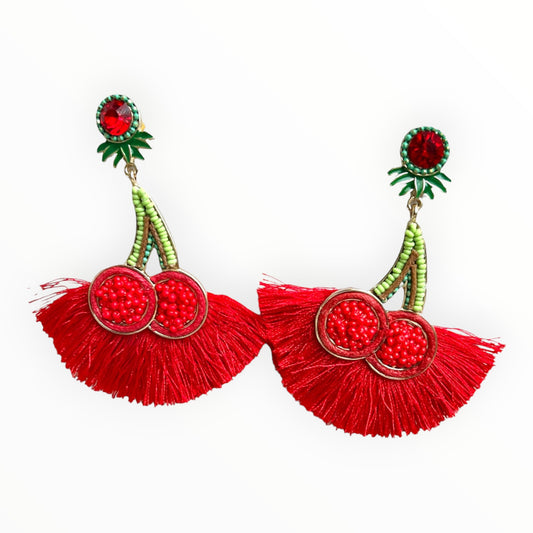 Red & Green Wild Flower Earrings