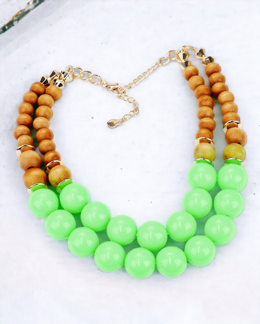Green & Brown Beaded Necklace