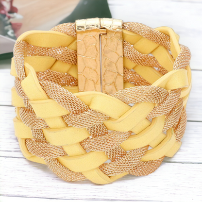 Ladies Yellow Braided Bracelet