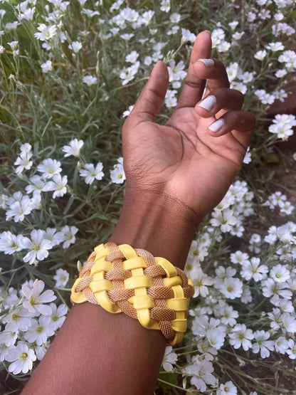 Ladies Yellow Braided Bracelet