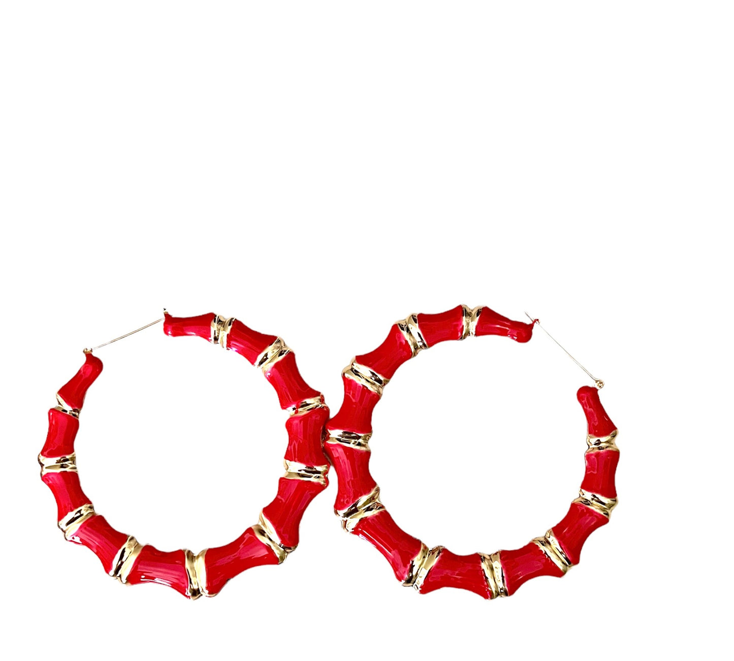 Red and Gold Hoop Earrings