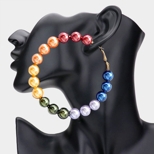 Multicolour Beaded Hoop Earrings