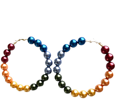 Multicolour Beaded Hoop Earrings