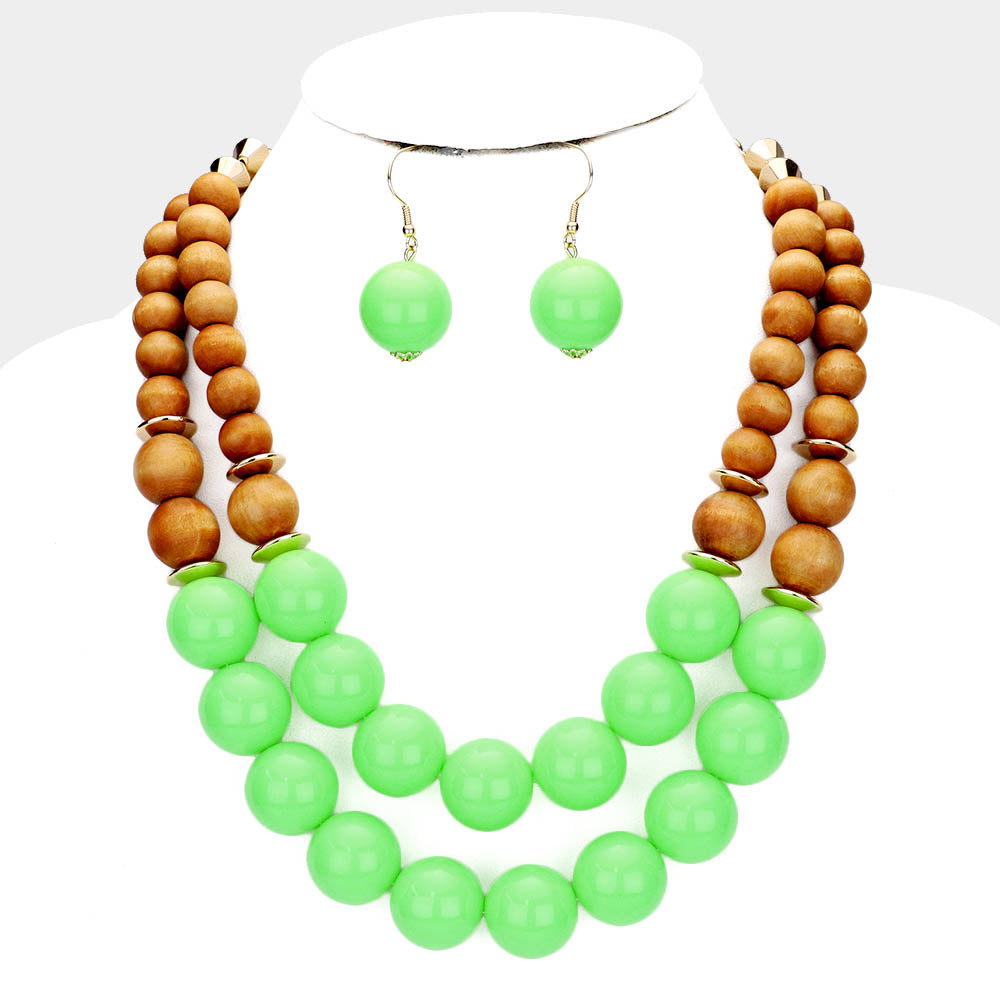 Green & Brown Beaded Necklace