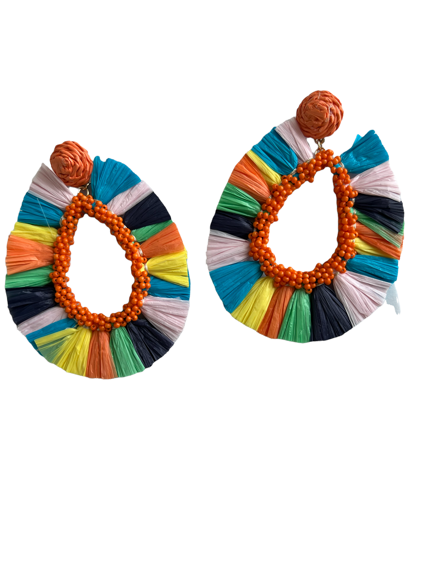 Multicolour Raffia Hoop Earrings