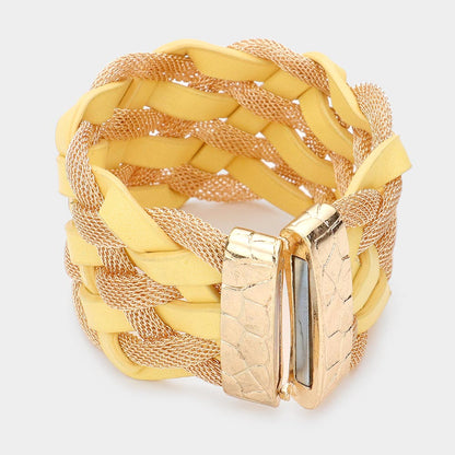 Ladies Yellow Braided Bracelet