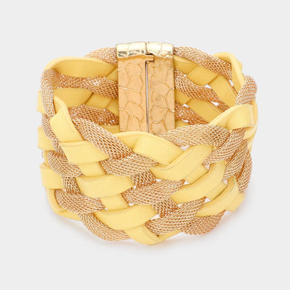 Ladies Yellow Braided Bracelet